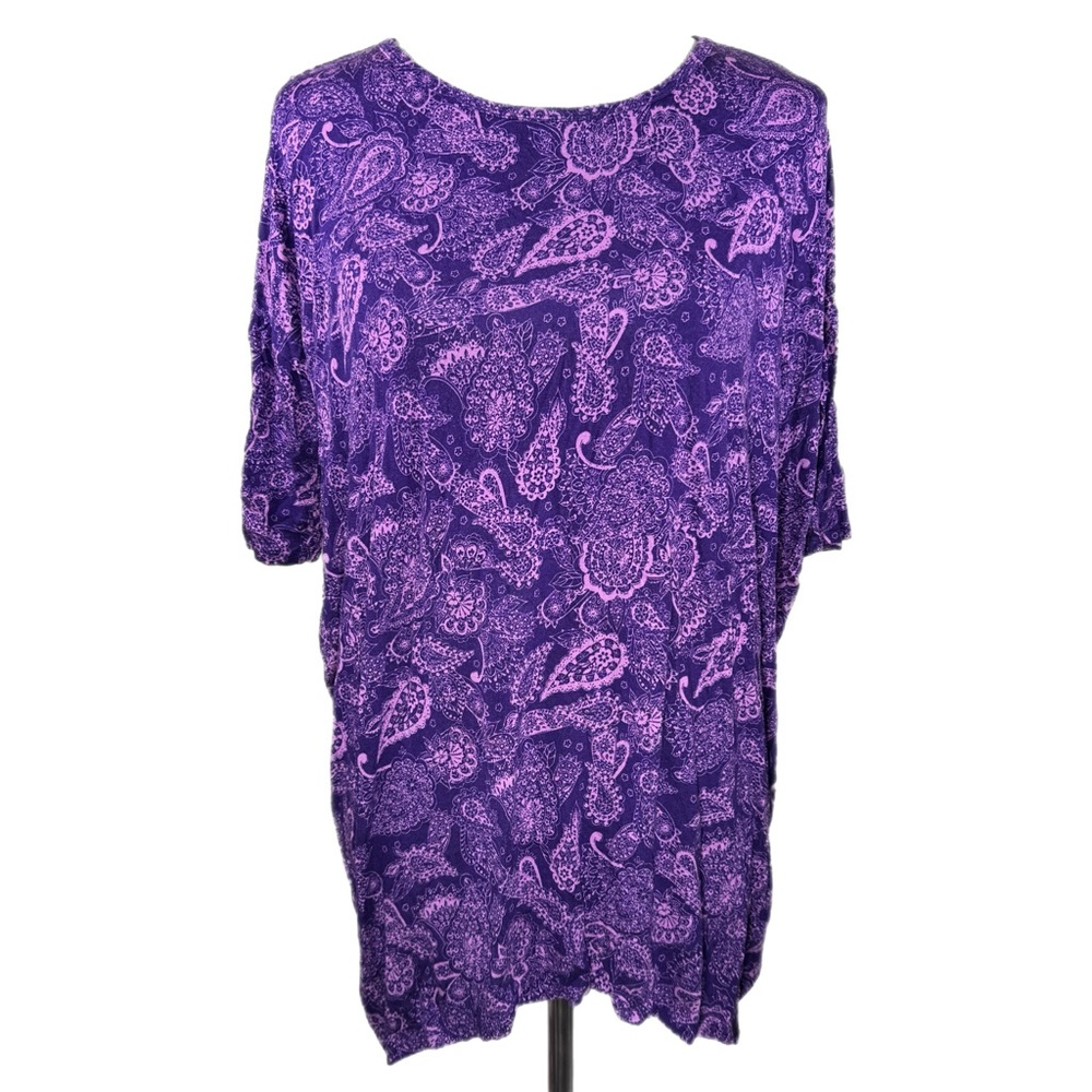 LuLaRoe SMALL Purple Paisley Irma Tunic Super Stretchy EUC